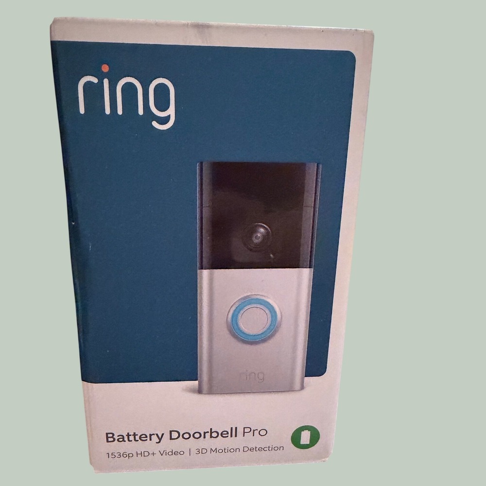 Ring Battery Doorbell Pro 1536p HD+ Video 3D Motion Detection Satin Nickel NEW